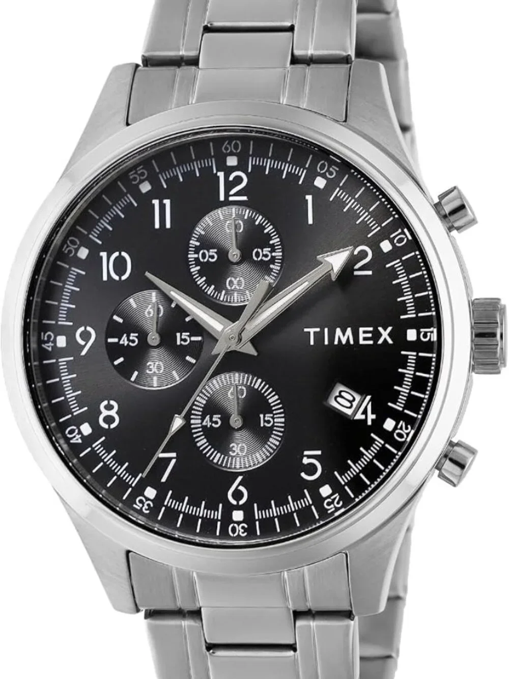 TIMEX TW2Y01400 Unisex Watch Dress Quartz 50 mm Black Dial Stainless Steel Black